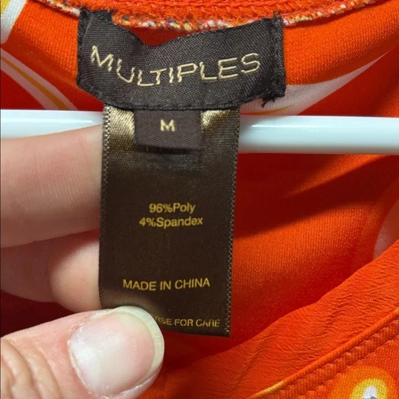 Multiples Orange and White Patterned V-Neck Tunic - Picture 3 of 6